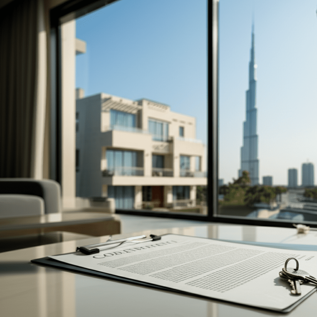 Generate a high-quality, relevant image prompt for an article about: Can I Buy Property in Dubai Wit