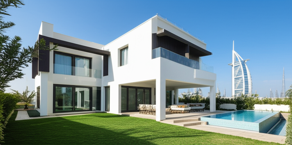 Generate a high-quality, relevant image prompt for an article about: Does Trump Own Property in Duba