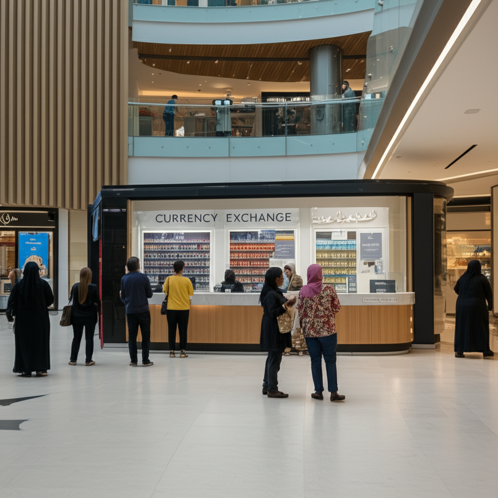Generate a high-quality, relevant image prompt for an article about: Does Dubai Mall Have Currency E