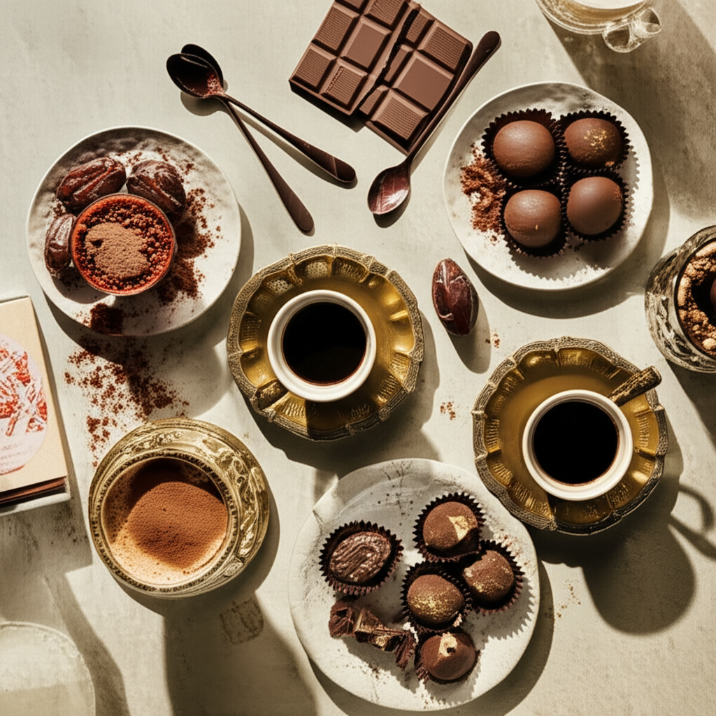 Generate a high-quality, relevant image prompt for an article about: Dubai-Inspired Chocolate Desser