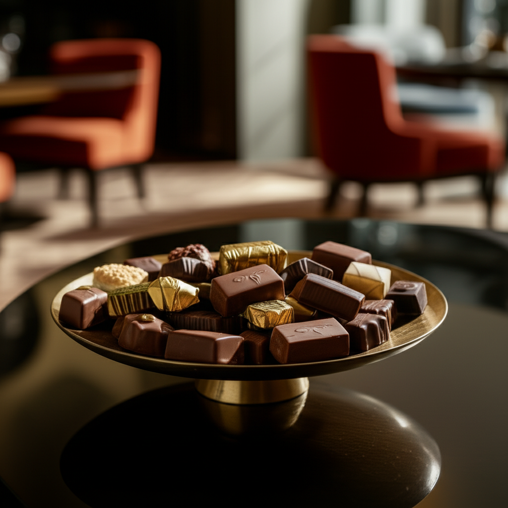 Generate a high-quality, relevant image prompt for an article about: Does See’s Candy Have Dubai Cho