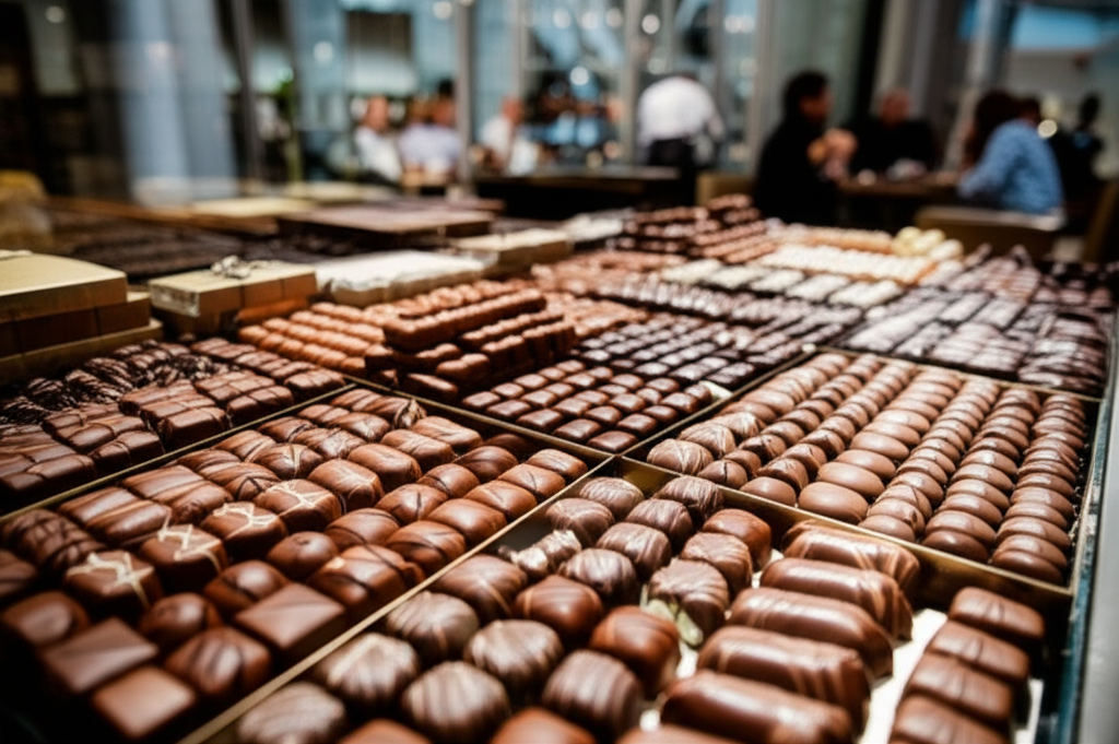 Generate a high-quality, relevant image prompt for an article about: Does See’s Candy Have Dubai Cho