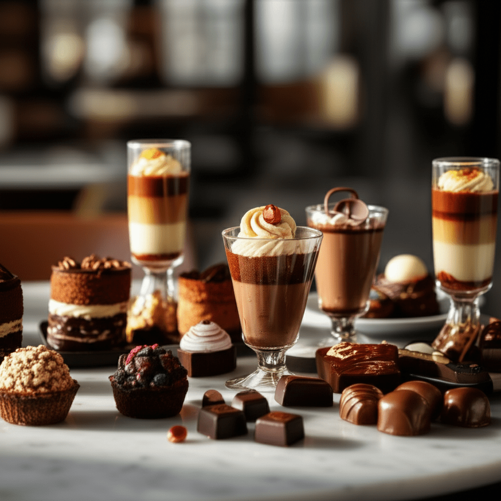 Generate a high-quality, relevant image prompt for an article about: Dubai Chocolate Dessert Ideas: