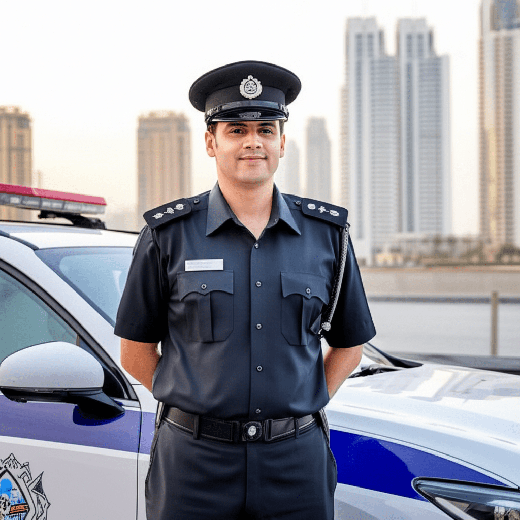 Generate a high-quality, relevant image prompt for an article about: How to Become a Dubai Police Of