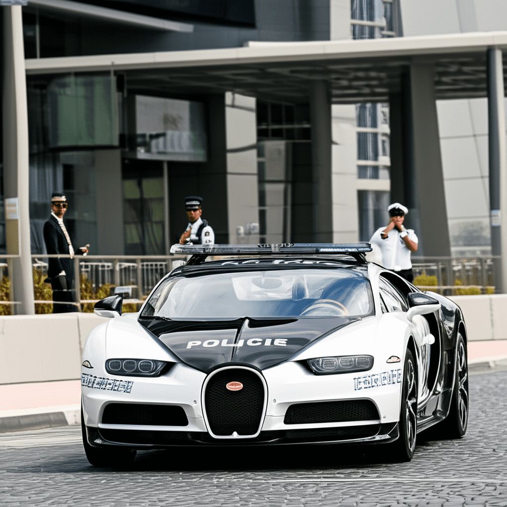 Generate a high-quality, relevant image prompt for an article about: Does Dubai Have Bugatti Police