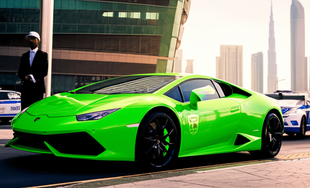 Generate a high-quality, relevant image prompt for an article about: Do Dubai Police Drive Lamborghi