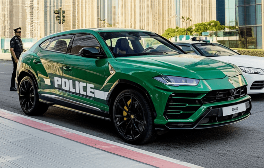 Generate a high-quality, relevant image prompt for an article about: Does Dubai Police Have Lamborgh