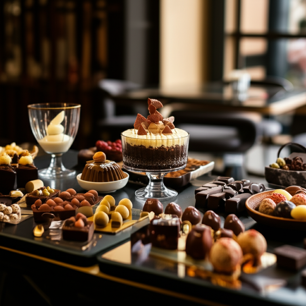 Generate a high-quality, relevant image prompt for an article about: Dubai Chocolate Dessert Ideas: