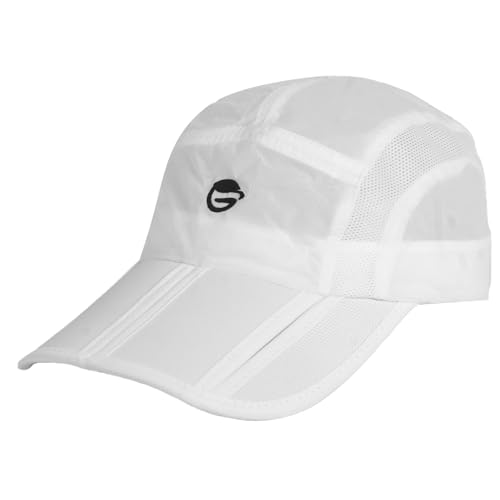 Men’s Folding Sun Protection Outdoor Hat Long Brim Quick-Drying Running Cap (White)
