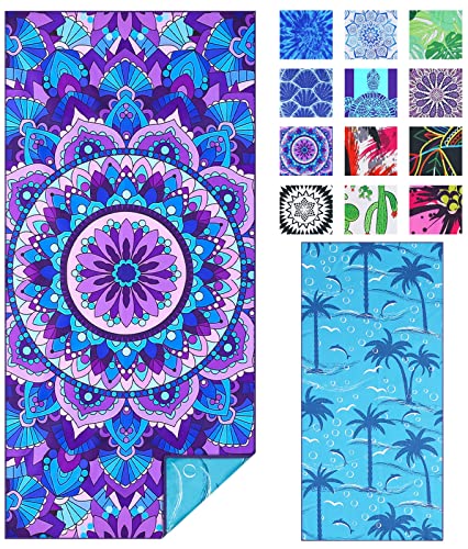 Microfiber Sand Free Beach Towel Thin Quick Dry Super Absorbent Oversized Large Lightweight Towels for Travel Sports Pool Swimming Bath Camping Yoga Girls Women Adults