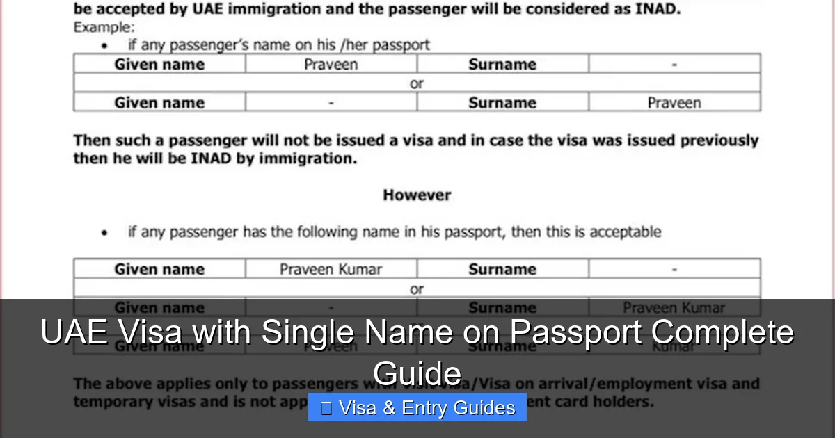 UAE Visa with Single Name on Passport Complete Guide