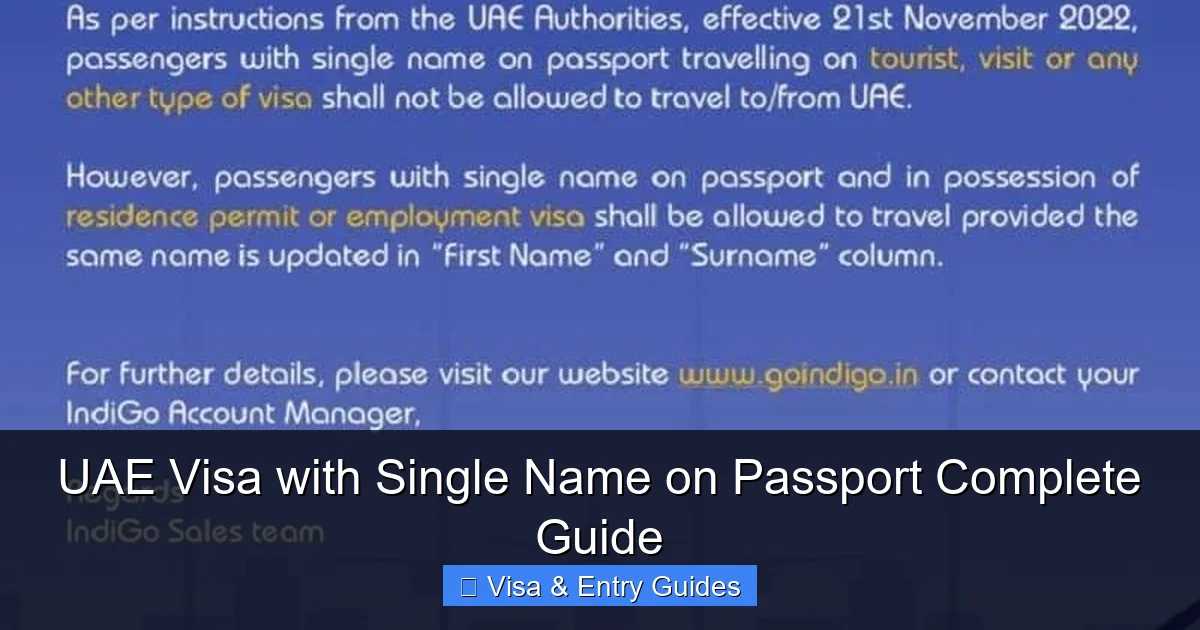 UAE Visa with Single Name on Passport Complete Guide